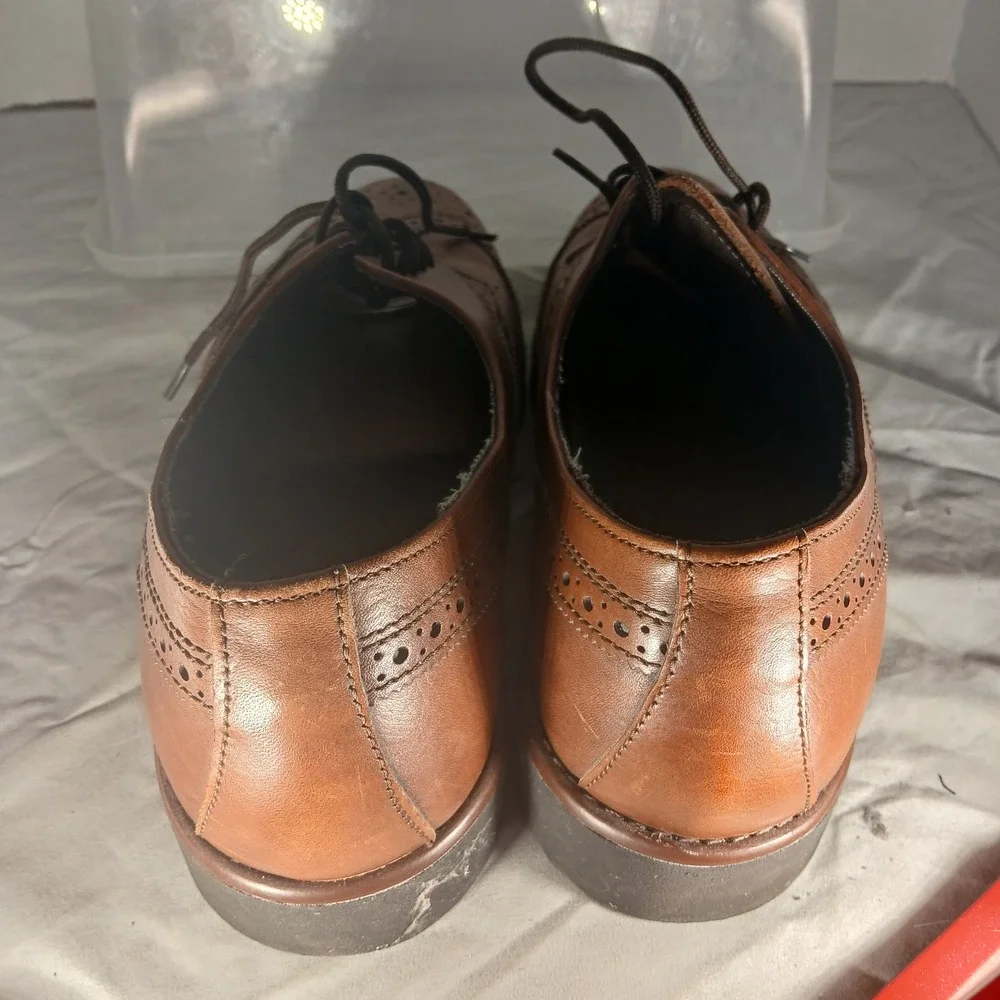 Dexter Mens Brown Leather Waterproof Wingtip Oxford Dress Shoes Made in USA 9.5M